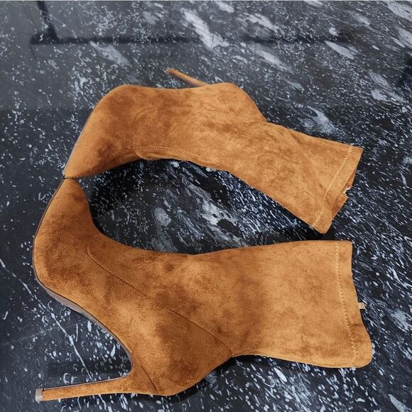 BRAND NEW SHOE LAND FAUX SUEDE ZIP SIDE SOCK BOOTS - Picture 7 of 16